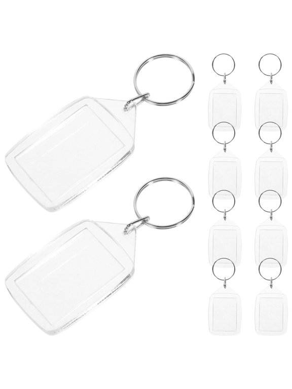 10Pcs Clear Blank Keychains with Strong Rings for Creative Photo Inserts and Decoration