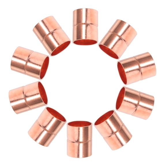 DEEPCRAFF 10Pcs Copper Pipe Straight Coupling Fittings for Hvac Air Conditioning Plated Gold