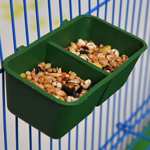 DEEPCRAFF 10Pcs Durable Plastic Birds Food Feeder Double Trough Bowl Easy to Install and Clean