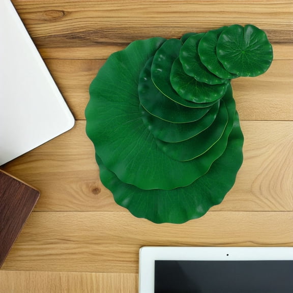 DEEPCRAFF Set of 10 Realistic Floating Leaves Green EVA for Low Maintenance Water Garden Decor