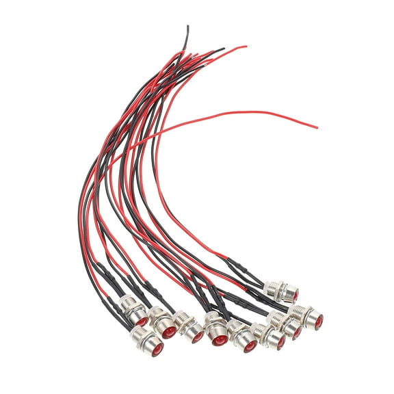 DEEPCRAFF 10Pcs LED Warning Light with Wire for Vehicle Dash Truck Boat Equipment Red