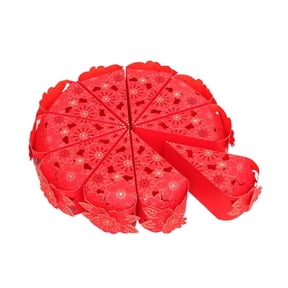 DEEPCRAFF 10Pcs Red Creative Cake Shape Candy Boxes with Lace for Special Occasion Packaging