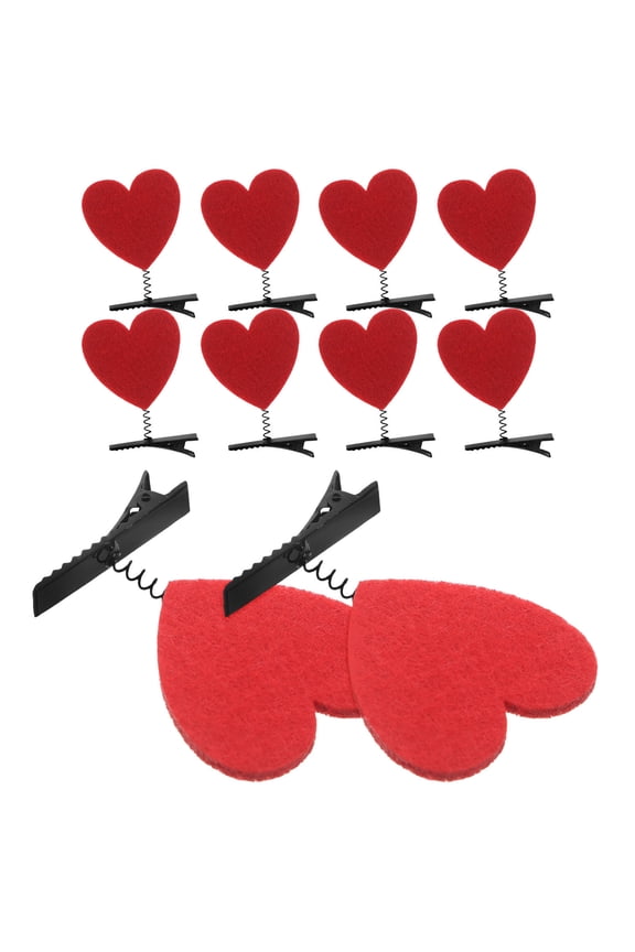 10Pcs Red Heart Hairpin Set Romantic Valentine Hair Clips Soft Durable Accessories for Party and Daily Wear