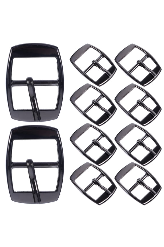 10Pcs Mens Belt Buckle Black Metal Pin Hole Buckle Replacement for Backpack Straps