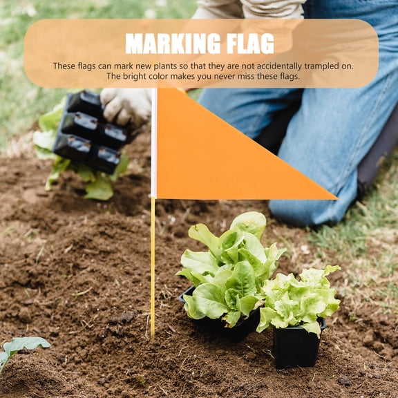 DEEPCRAFF Orange Bamboo Marking Flags for Yard and Sprinkler System 10Pcs