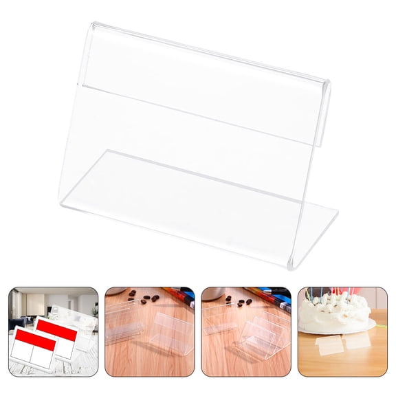 DEEPCRAFF 10Pcs Transparent Acrylic Paper Holder Stand for Retail Display with Sleek Horizontal Design