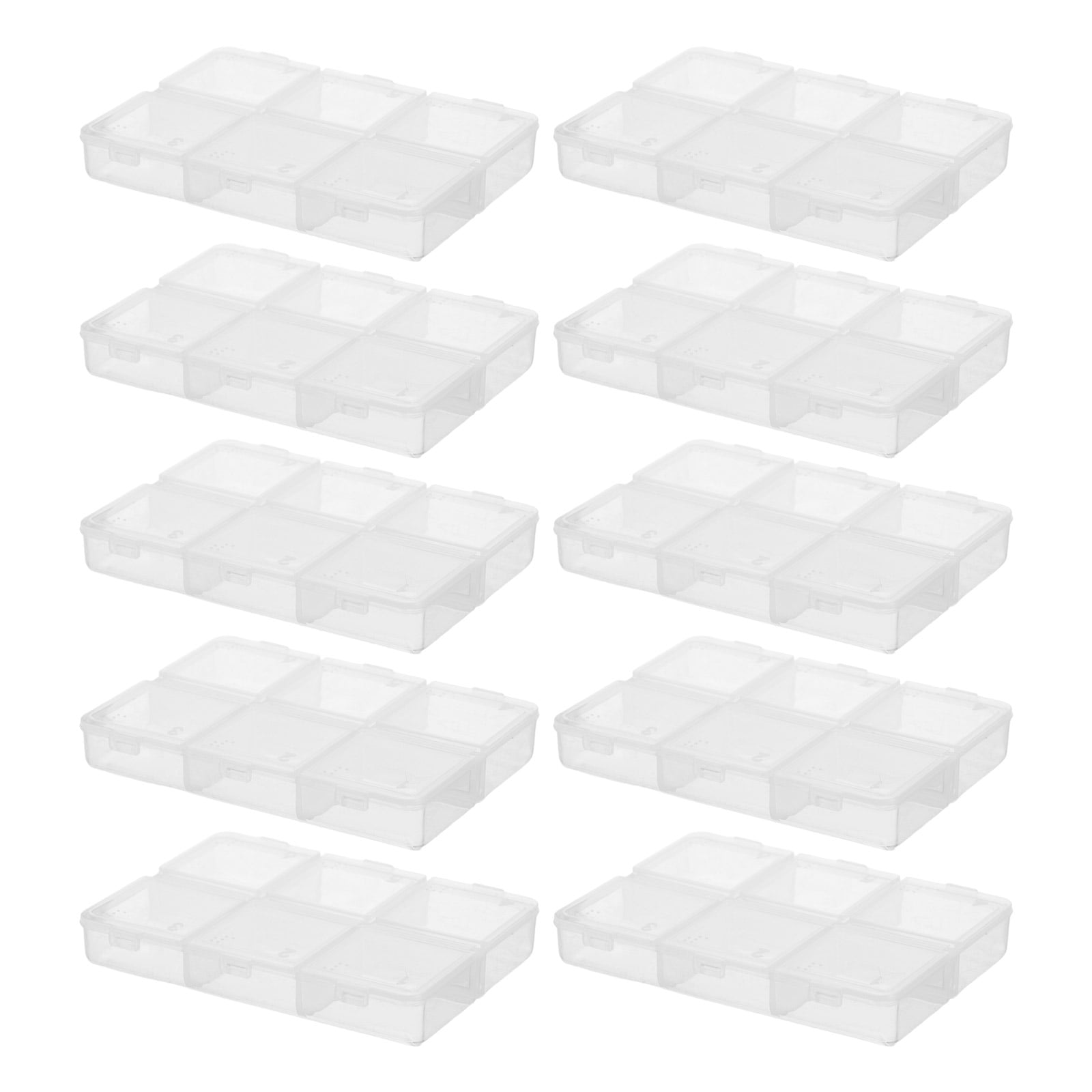 DEEPCRAFF 10Pcs Transparent Plastic Compartment Boxes for Bead Storage and Craft Tool Organization
