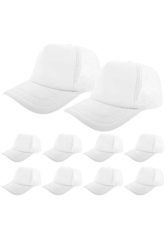DIY Sublimation Hat White Blank Mesh Baseball Cap for Men 10Pcs