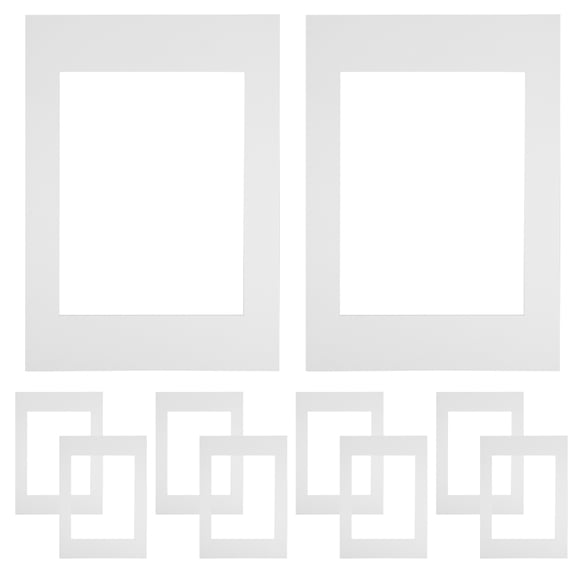 DEEPCRAFF 10-Pack White Photo Frame Mats with Square and Round Cutouts for Versatile Picture Framing and Display