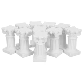 DEEPCRAFF 10Pcs White Resin Roman Pillar Candle Holders Mini Classical Column Decor for Tables
