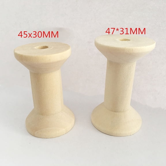 DEEPCRAFF 10Pcs Wood Spools for Sewing Use Unfinished Beige Wooden Bobbins for Thread and Twine
