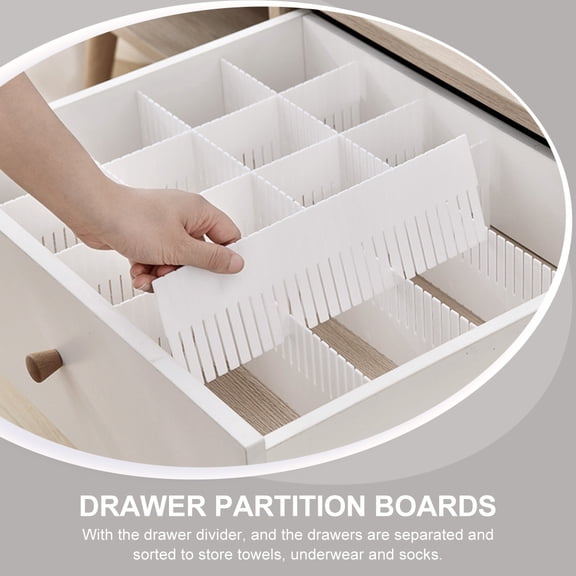 DEEPCRAFF 10-Piece White Partition Panels, Adjustable Drawer Divider Set for Home Closet Cabinet Storage Bin Organizer