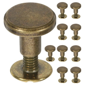 DEEPCRAFF 10pcs Leathercraft Rivets Binding Post Screw Sets for Bookbinding and Bag Repair Round Flat Head Screws for DIY Crafting Supplies
