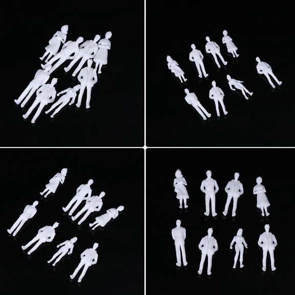 DEEPCRAFF 10pcs Miniature People Figures Plastic White Realistic Models for Architectural Scale Building and Enthusiasts