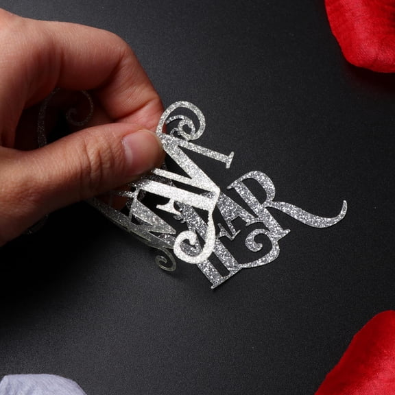 DEEPCRAFF New Year Silver Cake Toppers Glitter for Cake Decoration 10Pcs