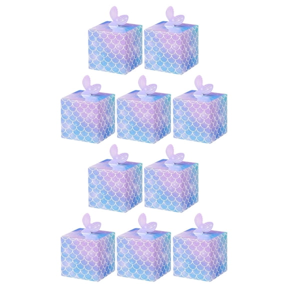 DEEPCRAFF 10pcs Purple 3D Design Mermaid Tail Boxes for Birthday Party Candy Box Decoration