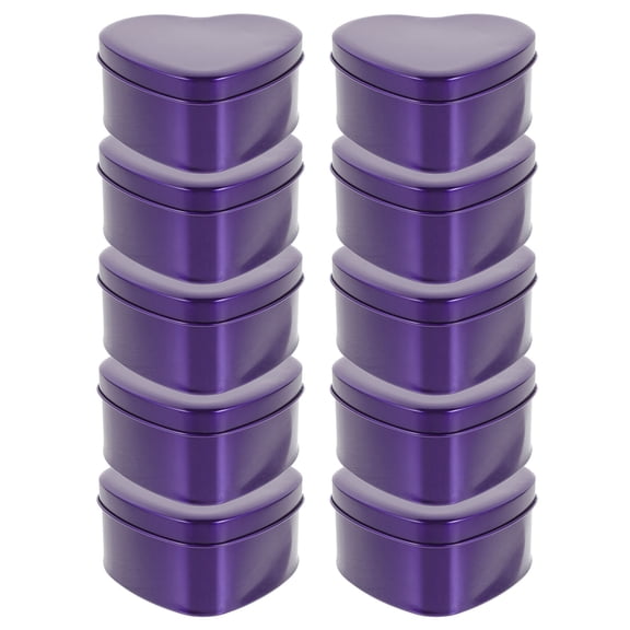 DEEPCRAFF 10Pcs Purple Heart Candy Box Tinplate Smooth Surface Wedding Candy Storage Box