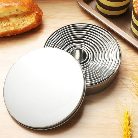 DEEPCRAFF 12 Pcs Round Baking Molds Stainless Steel Perforated Tart Rings for Baking