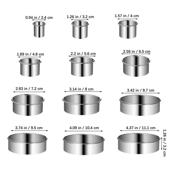 DEEPCRAFF 12-Piece Stainless Steel Crumpet Set for Baking, Multi-Color Dessert Molds for Perfect Pastry Preparation