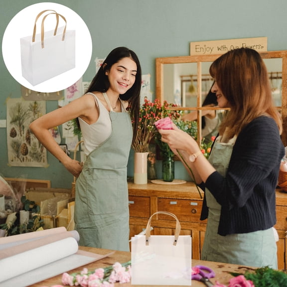 DEEPCRAFF 12Pcs Clear Frosted Plastic All Match Handbags for Storage and Party Souvenir Carrying