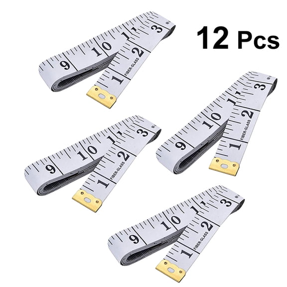 DEEPCRAFF 12Pcs White Foot Inch Tape Measure with Metal Ends for Measuring Curved and Flat Surfaces