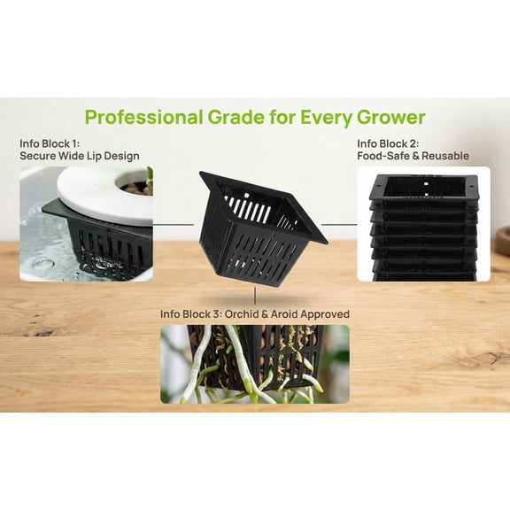 DEEPCRAFF Durable Hydroponic Net Pots, Black Pe, Easy Transplanting, Ideal for Garden, 12Pcs