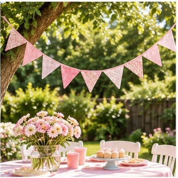 DEEPCRAFF 12pcs Triangle Flag Bunting Banner Cotton Outdoor Party Decorations for Children