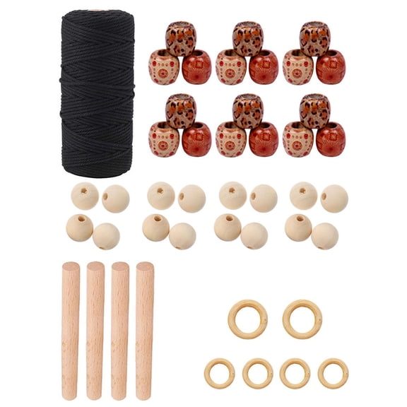 DEEPCRAFF 133-Piece Macrame Tapestry Kit with Assorted Color Cords, Wood Beads, and Beech Wood Stick for Craft Projects