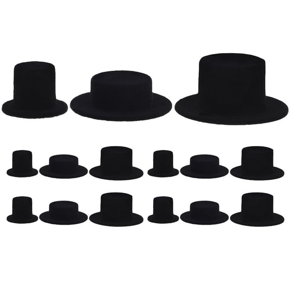 DEEPCRAFF 15Pcs Black Fedora Hat for Craft Projects Adorable Design for Various Occasions