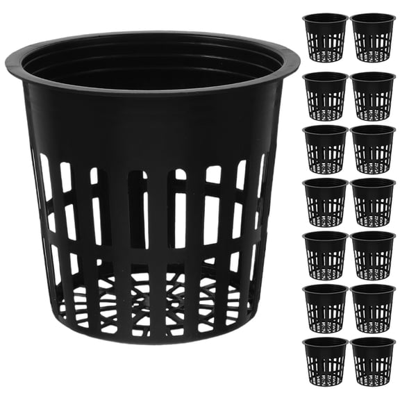 DEEPCRAFF 15Pcs Black Hydroponic Net Pots for Garden Durable Plastic Slotted Mesh Cups for Indoor Outdoor Growing