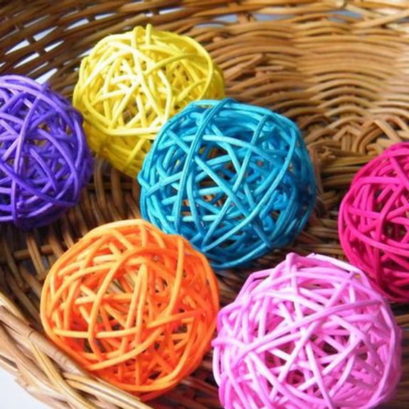 DEEPCRAFF 15Pcs Small Rattan Craft Ball Pink Natural Woven Vine Balls for Bar Decor
