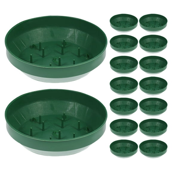 DEEPCRAFF 16-Piece Green Floral Foam Trays for Flower Arrangements, Plastic Stable Base Supplies for Crafts and Gardening