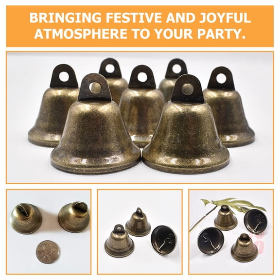 DEEPCRAFF 16Pcs Craft Bell Coffee Metal Small Bells For Crafts Retro Style Holiday Celebration