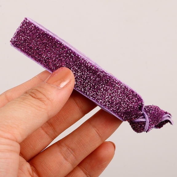 DEEPCRAFF 18Pcs Khaki Glitter Hair Ties Stretchy Elastic Ribbon No Crease Ponytail Holders