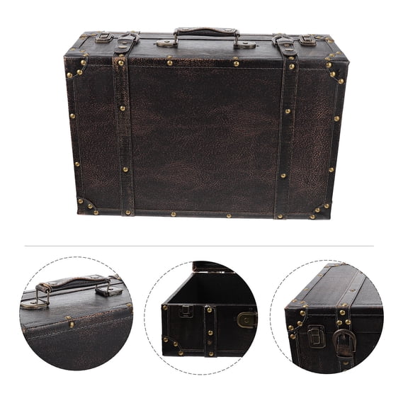 DEEPCRAFF 1Pc Portable Wooden Suitcase Storage Box Light Brown Classic Wood Case