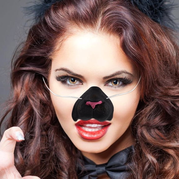 DEEPCRAFF Simulation Leopard Nose Black Vinyl Cosplay Accessory for Parties