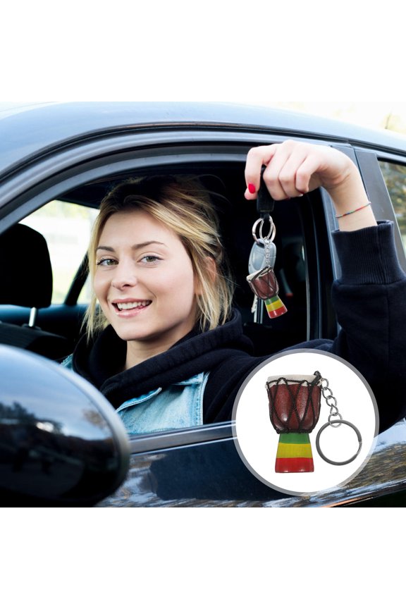 1Pack Drum Shaped Keychain Decoration Synthetic Material African Adults Music Keychain Drum