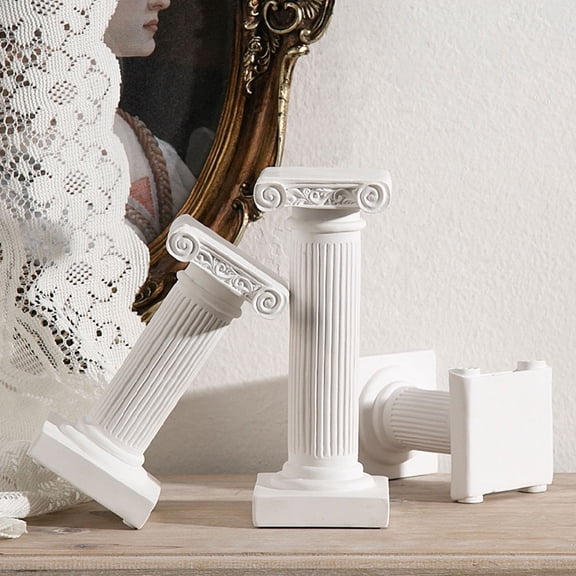 DEEPCRAFF 1Pack Garden Decoration Mini Resin Greek Figure Roman Column Statue White