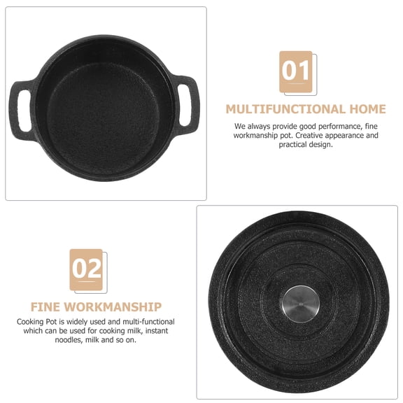 DEEPCRAFF Multi Functional Black Metal Cooking Pot Ideal for Steaming and Heating