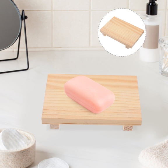 DEEPCRAFF 1Pack Rectangular Wooden Storage Board Khaki Minimalist Wood Tray For Bathroom Decor 22.90X14.90X3.80CM