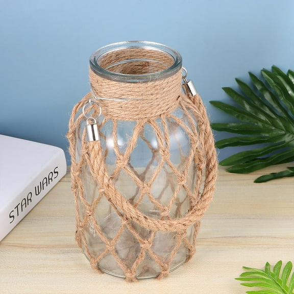 DEEPCRAFF 1Pack Transparent Vase with Rope for Home Decoration
