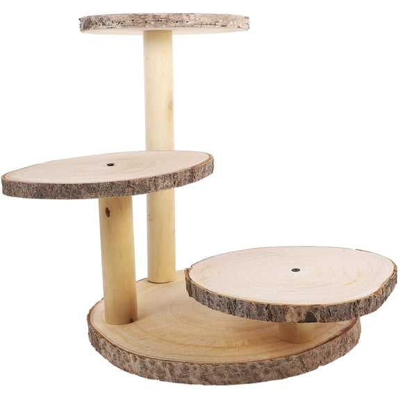 DEEPCRAFF Khaki Wooden Cupcake Stand Elegant Display Holder for Weddings and Special Events
