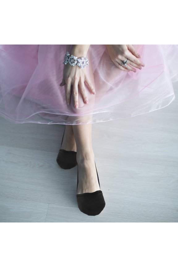 1Pair Black Ballet Forefoot Pointe Pads Breathable Comfortable Toe Protectors for Yoga and Dance