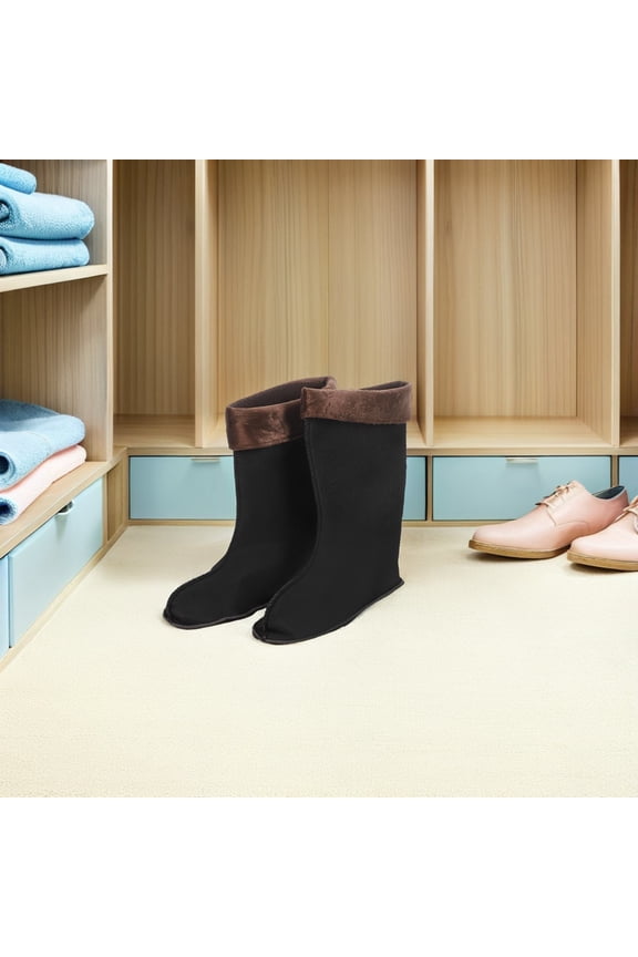 Warm Fleece Boot Liners - Black Insulated Socks for Rain Boots