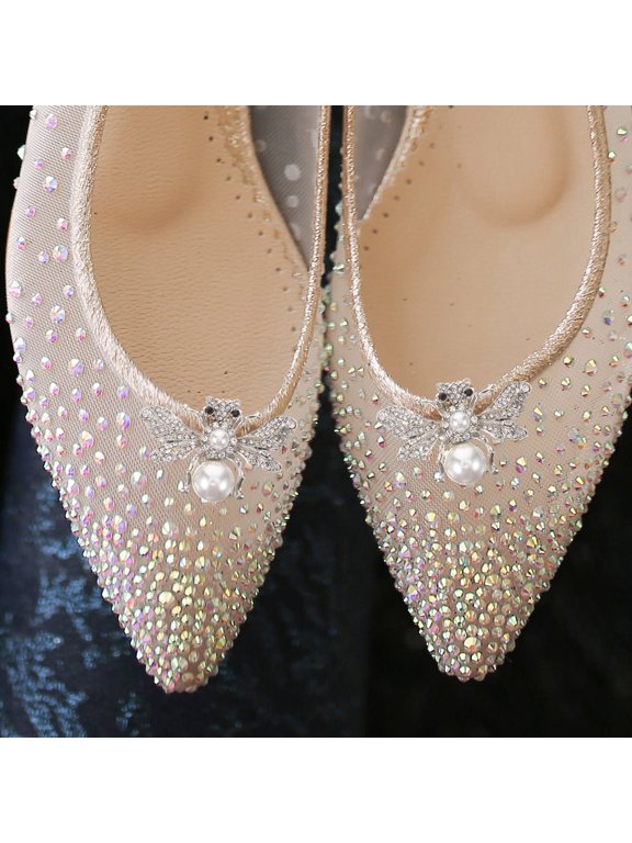 White Bee Shape Detachable Shoe Clips for Bridal Decor