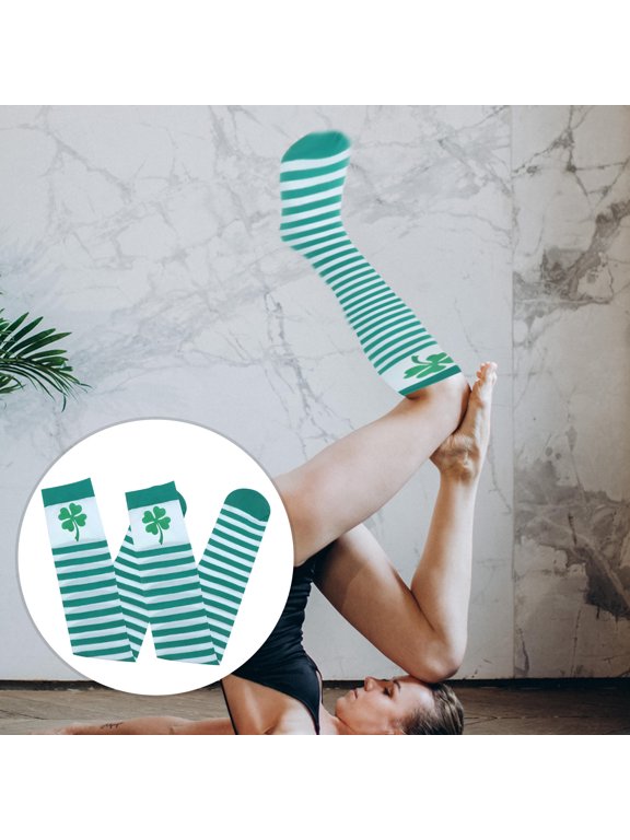 Green ped Four Leaf Clover Socks Trendy Comfortable Fabric Everyday Use 1Pair