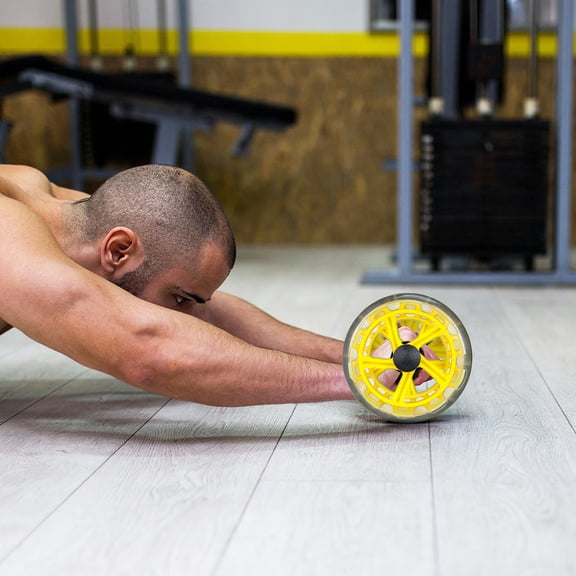DEEPCRAFF Yellow Fitness Roller with Dual Wheels for Enhanced Stability and Effective Muscle Strengthening Workout
