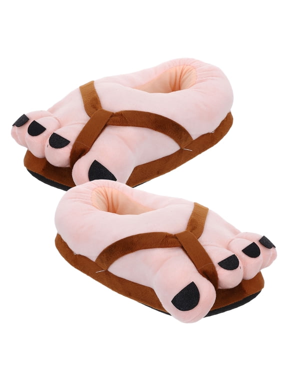 1 Pair Jumbo Caveman Feet Plush Slippers Non- Indoor Cozy Funny Slippers for Cosplay and Home Use