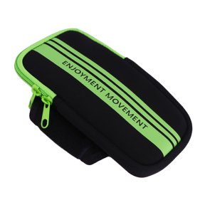 DEEPCRAFF Green Armband Phone Pouch with Breathable Material and Headphone Cutout for Outdoor Activities