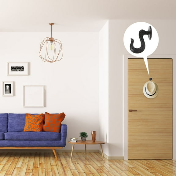 DEEPCRAFF 1Pc Black Cast Iron Wall Mounted Clothes Hook for Home Decorative Hanging